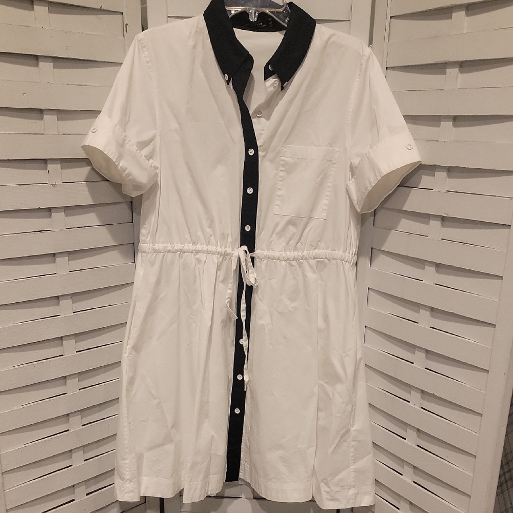 Kate Spade Saturday White And Black Button Down Mini Dress Size 6